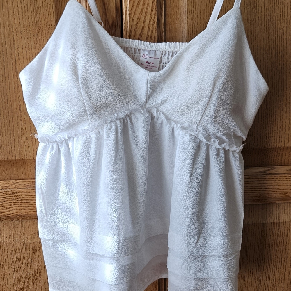 No Boundaries White Textured Peplum Cami Tank Top